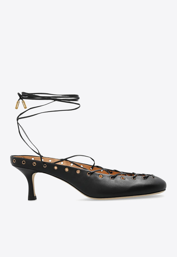 Chloé Ghillies 60 Leather Lace-Up Pumps Black CHC25U10DRI001 Black