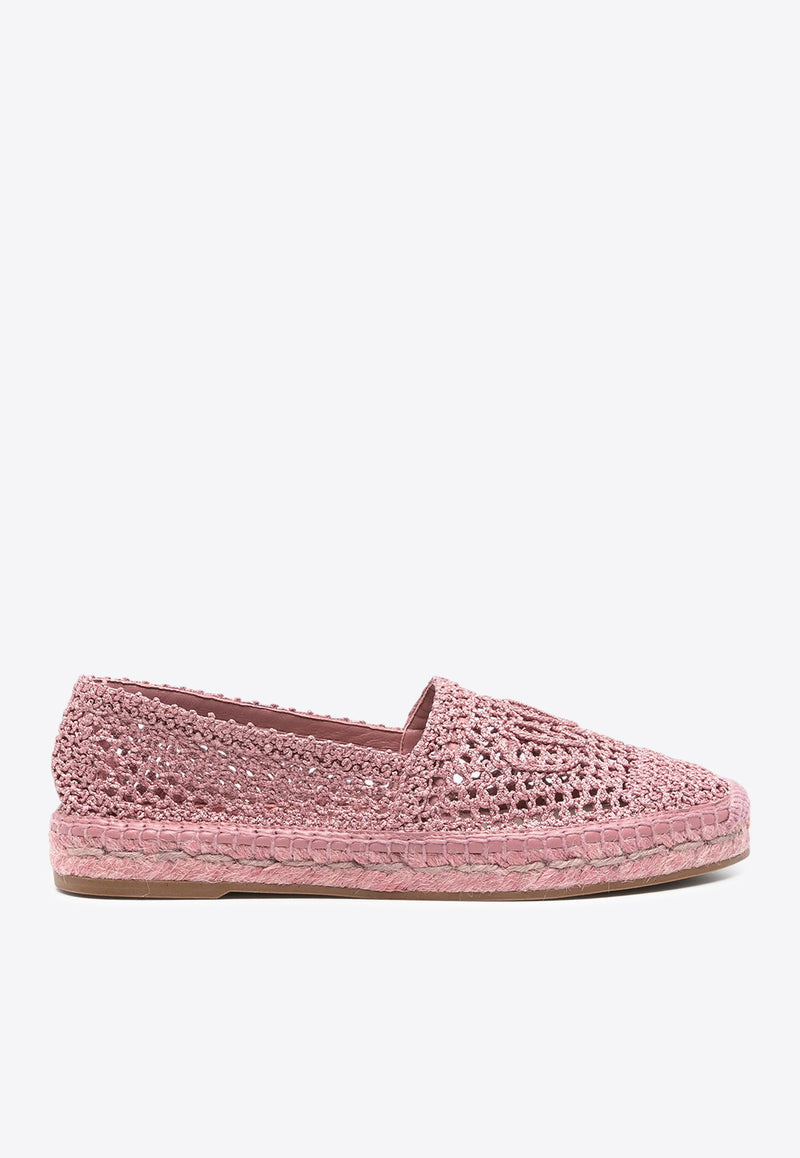 Chloé Island Crochet Knit Espadrilles Pink CHC25U10MRG6K5 Light Rosewood