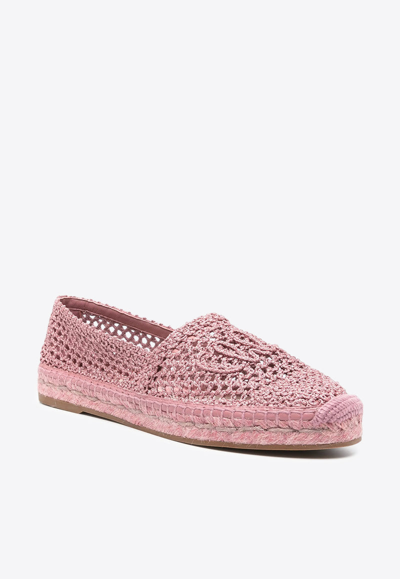 Chloé Island Crochet Knit Espadrilles Pink CHC25U10MRG6K5 Light Rosewood