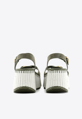 Chloé Nama 80 Suede Wedge Sandals Khaki CHC25U10PRY21E Soft Khaki