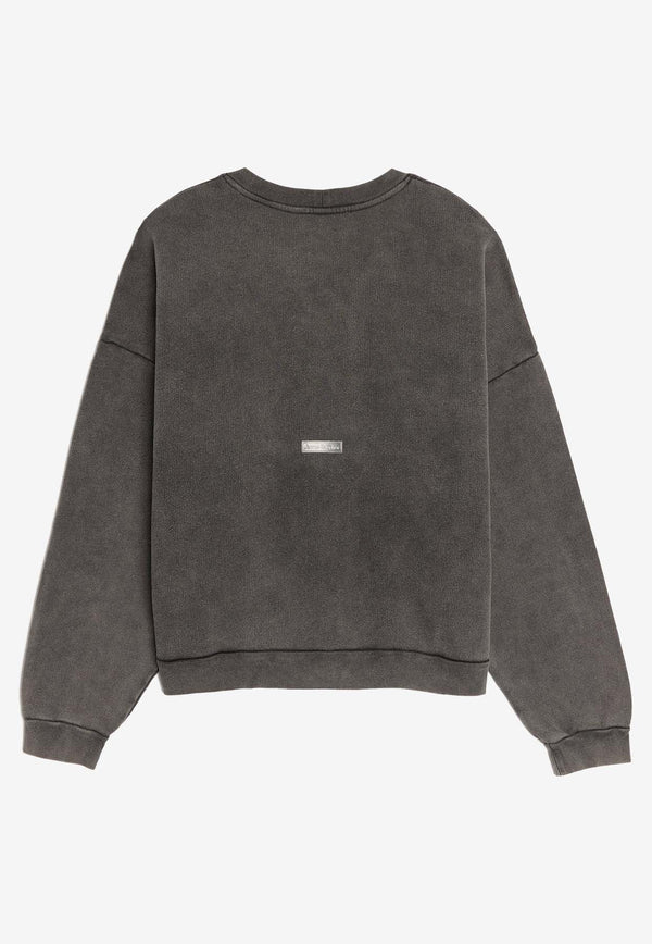 Acne Studios Washed-Effect Crewneck Sweatshirt Gray CI0137_000_BM0