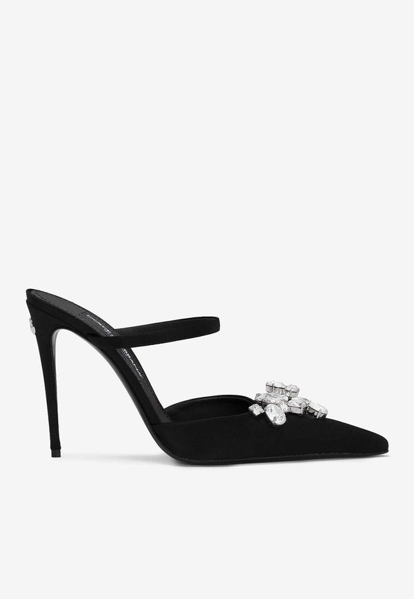 Dolce & Gabbana 105 Crystal-Embellished Stiletto Mules CI0166 AQ521 8S488 Black