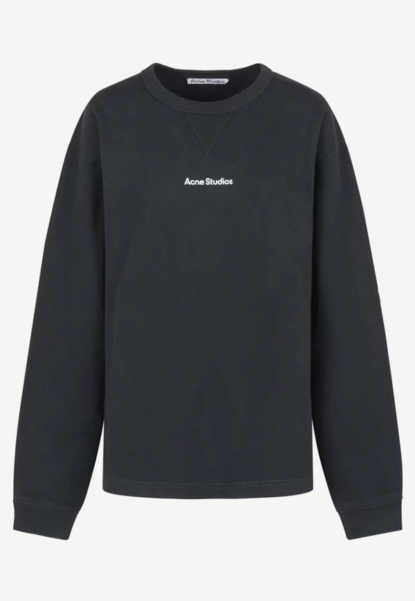 Acne Studios Washed-Effect Logo Sweatshirt Black CI0169_000_900