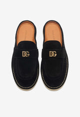 Dolce & Gabbana DG Logo Suede Slippers Black CI0209 AS707 80999
