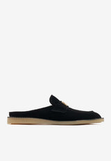 Dolce & Gabbana DG Logo Suede Slippers Black CI0209 AS707 80999