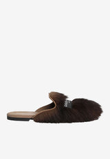 Dolce & Gabbana Shearling and Suede Slippers Brown CI0224 A9Y93 80093