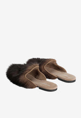 Dolce & Gabbana Shearling and Suede Slippers Brown CI0224 A9Y93 80093