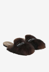 Dolce & Gabbana Shearling and Suede Slippers Brown CI0224 A9Y93 80093
