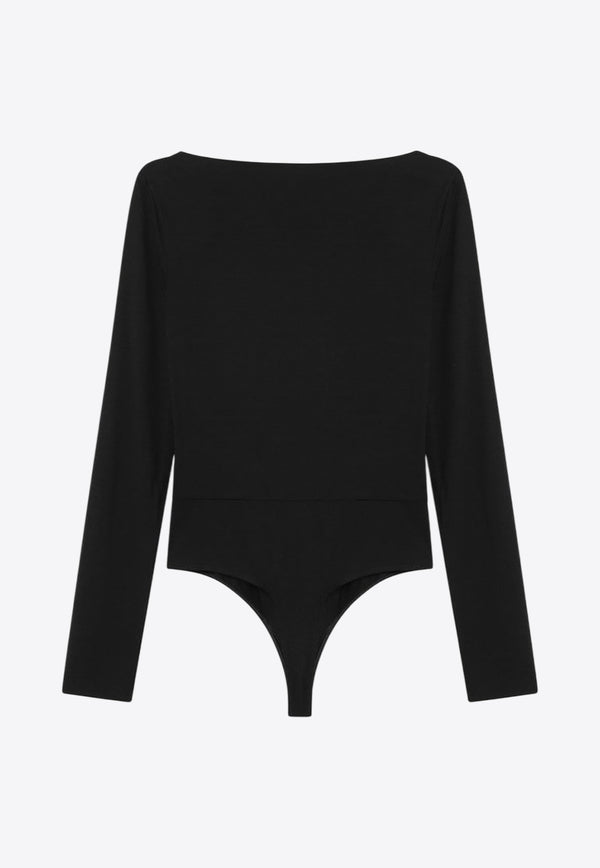 Max Mara Cicladi V-neck Draped Bodysuit Black CICLADIVI/R_MAXM-008