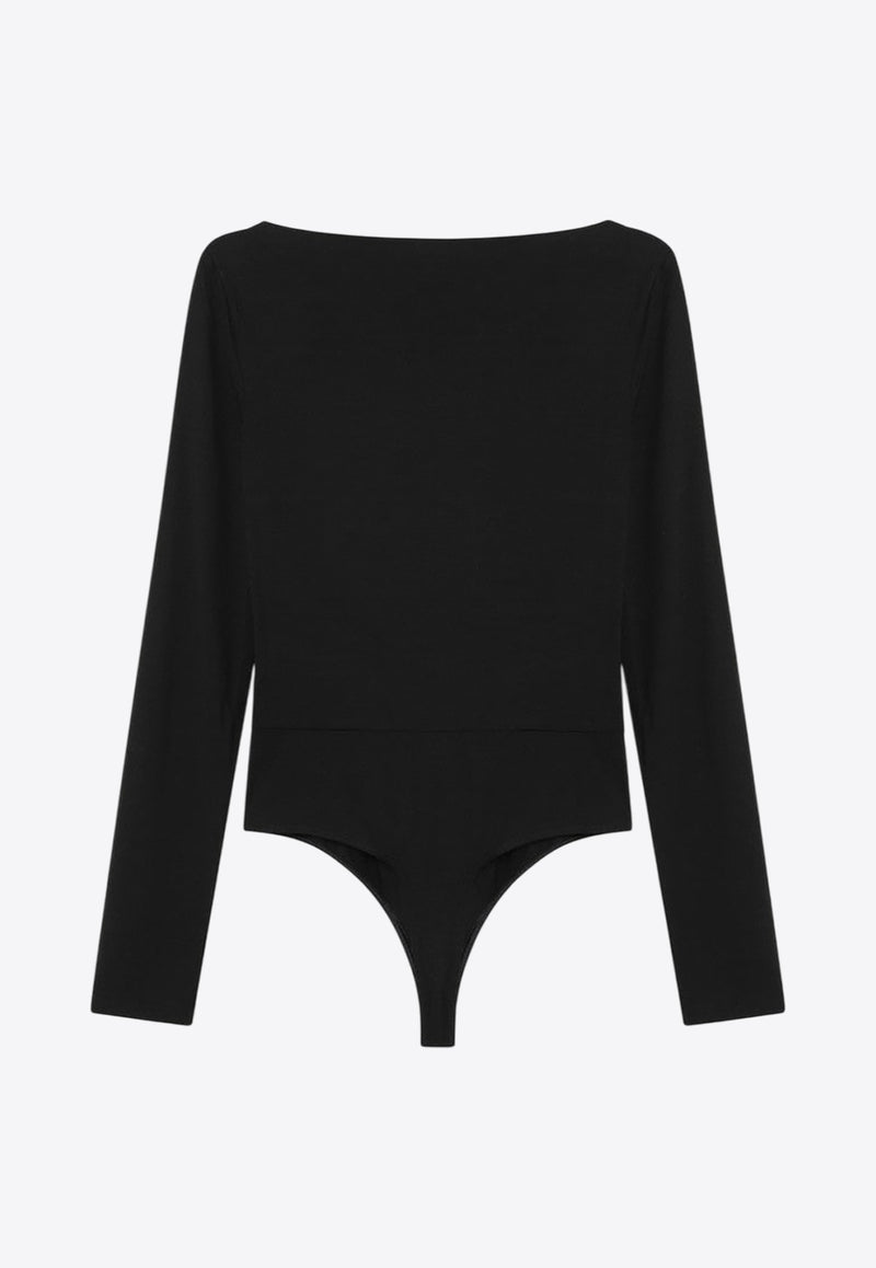 Max Mara Cicladi V-neck Draped Bodysuit Black CICLADIVI/R_MAXM-008