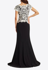 Tadashi Shoji Isadora Embroidered Crepe Gown Black CIM25398L_BLACK WHIT