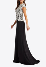 Tadashi Shoji Isadora Embroidered Crepe Gown Black CIM25398L_BLACK WHIT