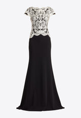 Tadashi Shoji Isadora Embroidered Crepe Gown Black CIM25398L_BLACK WHIT