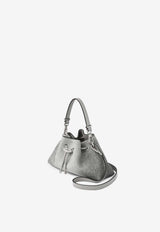 Jimmy Choo Small Cinch Washed Denim Shoulder Bag Dove CINCH SMALL IMA DOVE/DOVE/ANTIQUE SILVER