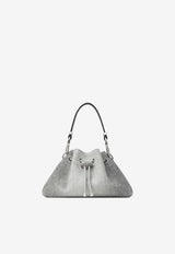 Jimmy Choo Small Cinch Washed Denim Shoulder Bag Dove CINCH SMALL IMA DOVE/DOVE/ANTIQUE SILVER