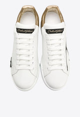 Dolce & Gabbana Portofino Logo Print Leather Sneakers White CK1600 AI053 HH821