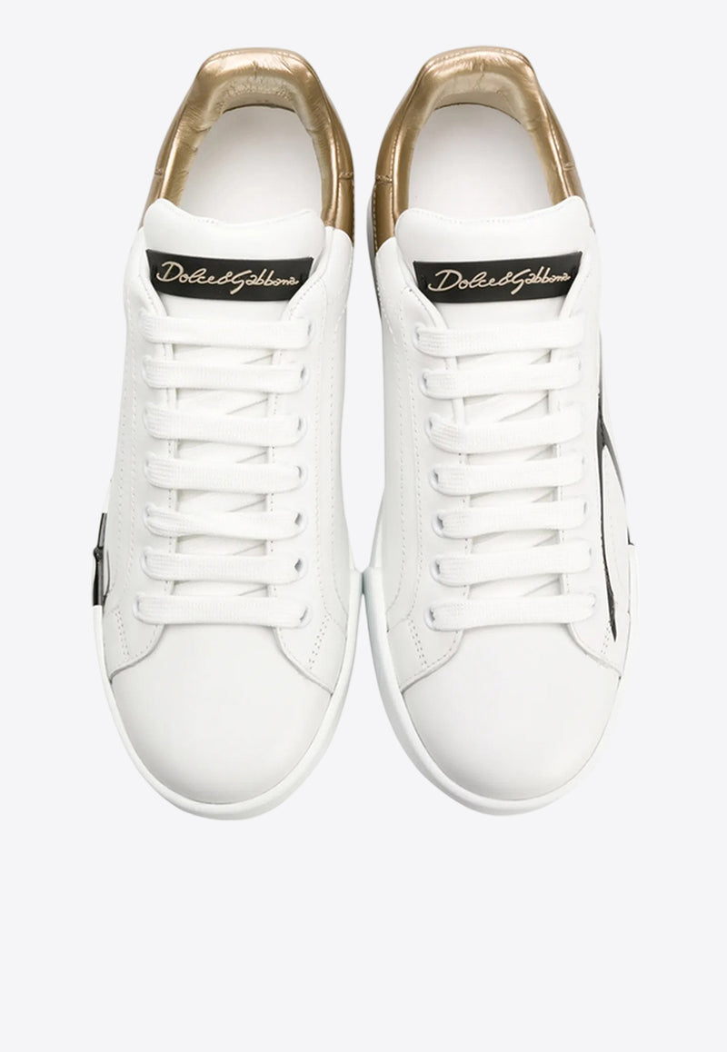 Dolce & Gabbana Portofino Logo Print Leather Sneakers White CK1600 AI053 HH821