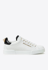 Dolce & Gabbana Portofino Low-Top Sneakers with Branded Pearl White CK1602 AH506 89662