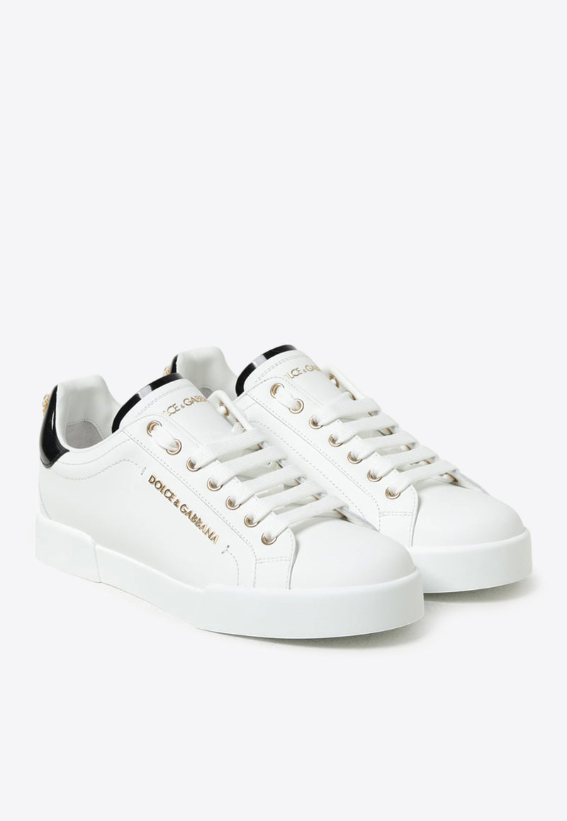 Dolce & Gabbana Portofino Low-Top Sneakers with Branded Pearl White CK1602 AH506 89662