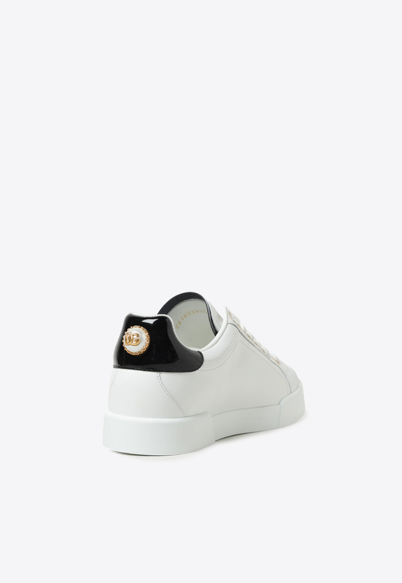 Dolce & Gabbana Portofino Low-Top Sneakers with Branded Pearl White CK1602 AH506 89662