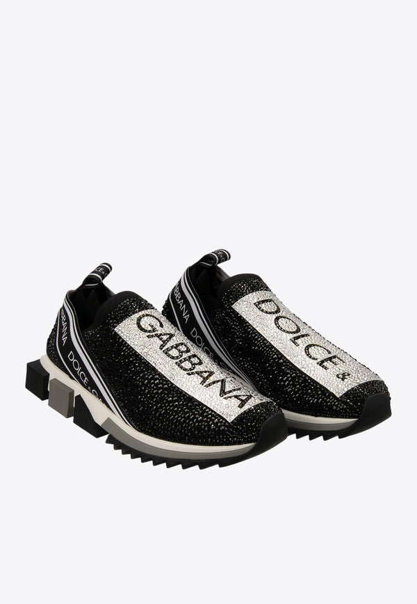 Dolce & Gabbana Sorrento Melt Low-Top Sneakers with Crystals Black CK1644 AZ144 8S574