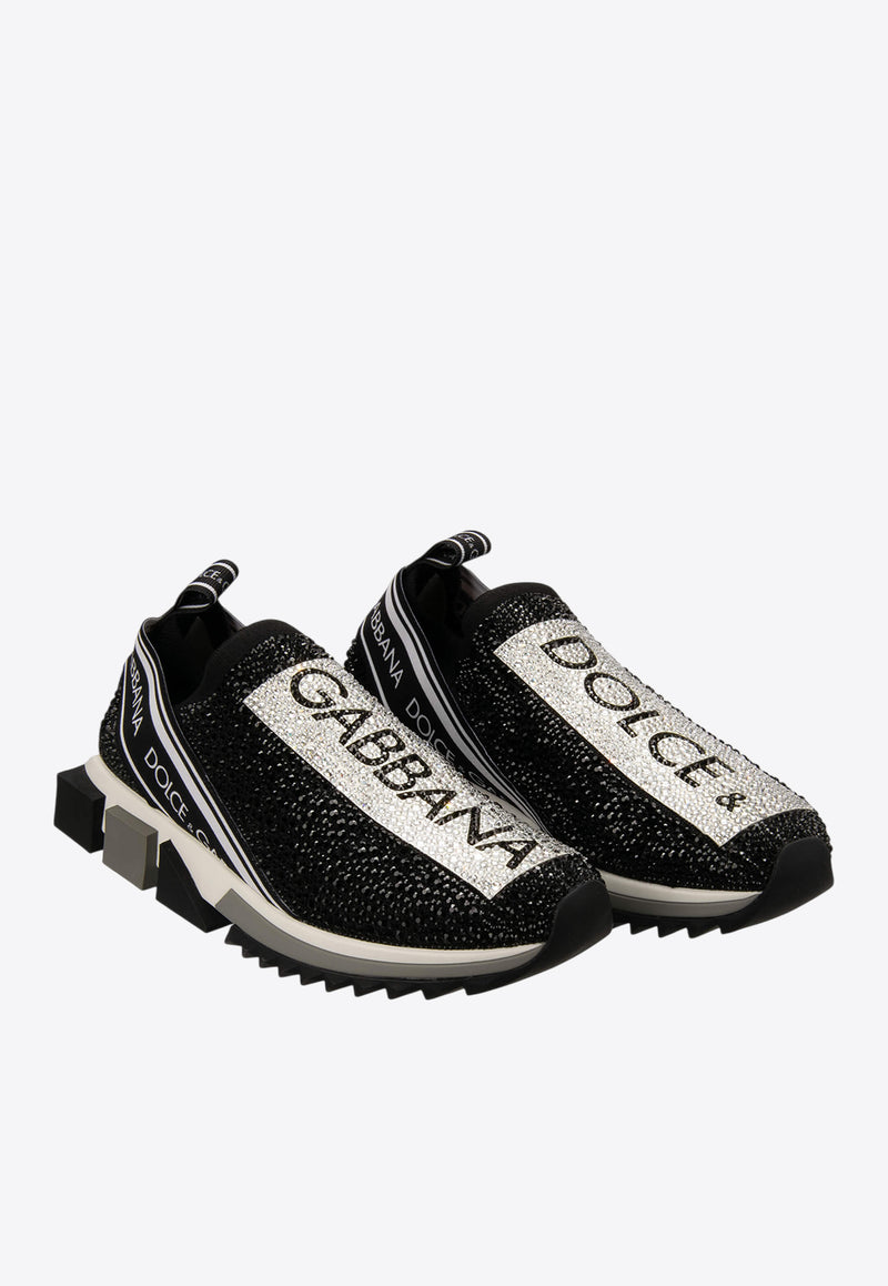 Dolce & Gabbana Sorrento Melt Low-Top Sneakers with Crystals Black CK1644 AZ144 8S574