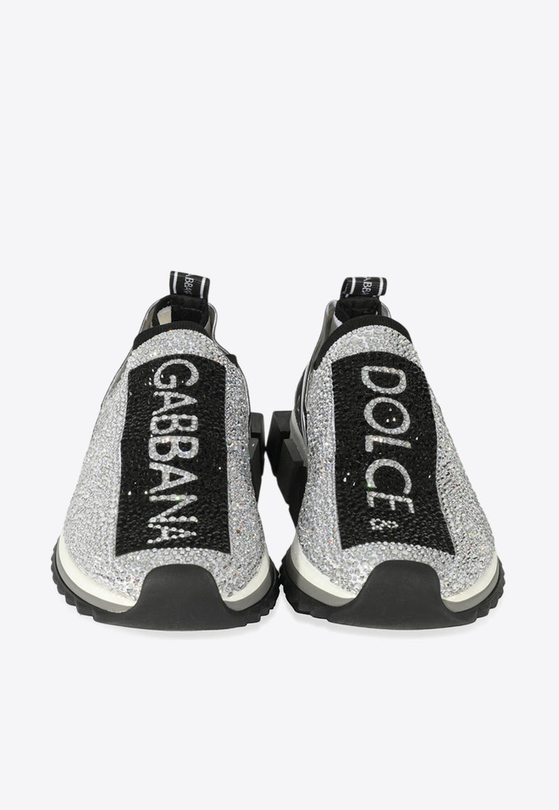 Dolce & Gabbana Sorrento Melt Low-Top Sneakers with Crystals Silver CK1644 AZ144 8V135