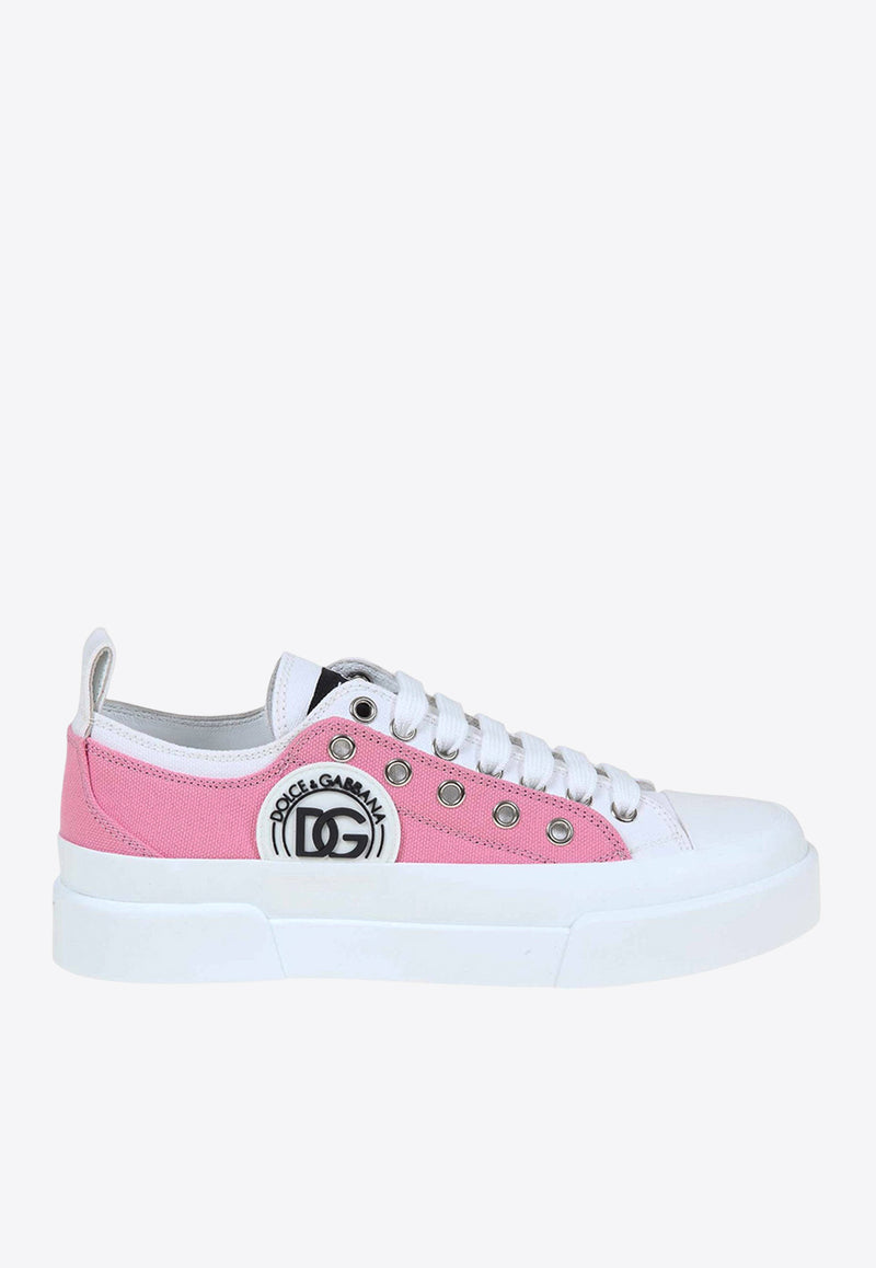 Dolce & Gabbana  Portofino Low-Top Canvas Sneakers Pink CK1834 AO853 8Z026