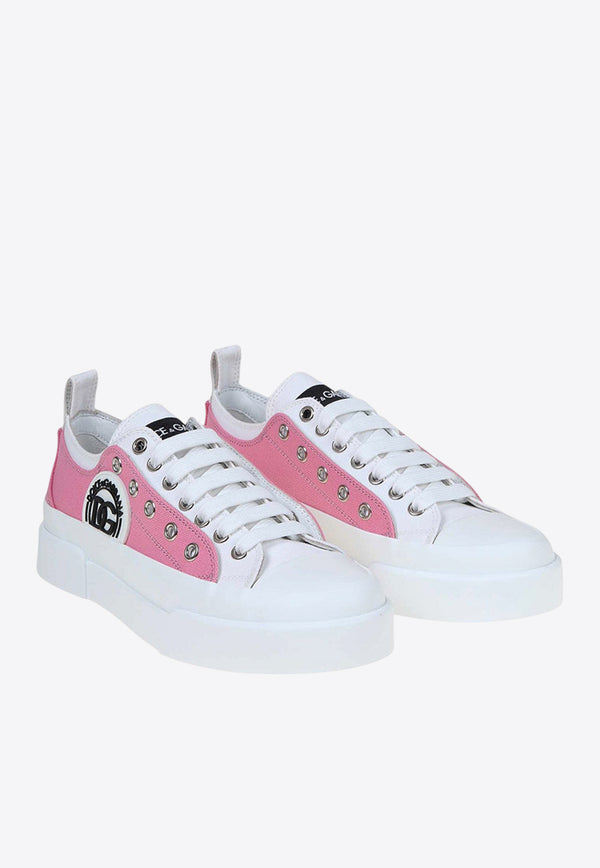 Dolce & Gabbana  Portofino Low-Top Canvas Sneakers Pink CK1834 AO853 8Z026