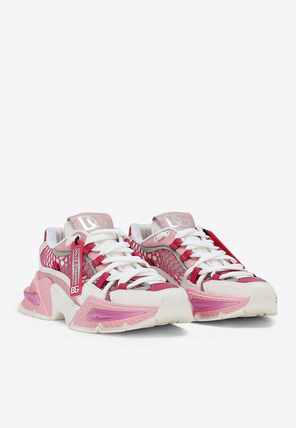 Dolce & Gabbana Airmaster Mesh and Leather Low-Top Sneakers Pink CK1984 AR139 8B913