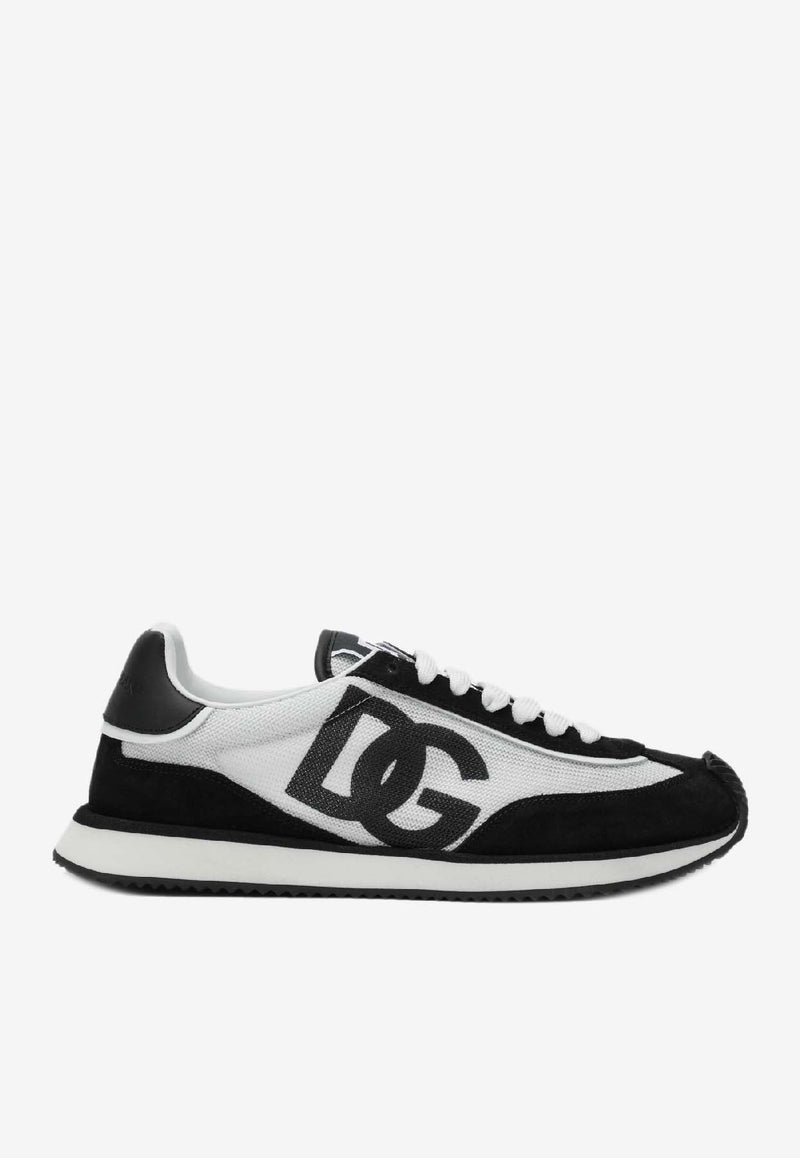 Dolce & Gabbana DG Cushion Suede and Mesh Low-Top Sneakers Monochrome CK2288A5355/S_DOLCE-8I050