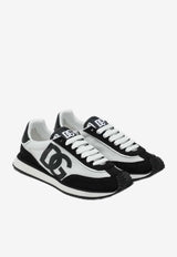 Dolce & Gabbana DG Cushion Suede and Mesh Low-Top Sneakers Monochrome CK2288A5355/S_DOLCE-8I050