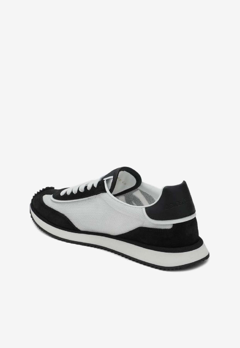 Dolce & Gabbana DG Cushion Suede and Mesh Low-Top Sneakers Monochrome CK2288A5355/S_DOLCE-8I050