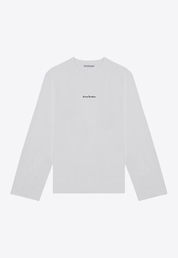 Acne Studios Logo Print Long-Sleeved T-shirt White CL0270UCO/P_ACNE-183