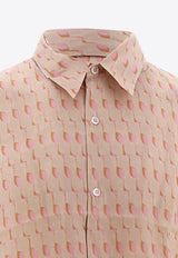 Dries Van Noten Clasen Printed Buttoned Shirt Pink CLASEN020708_8097_313