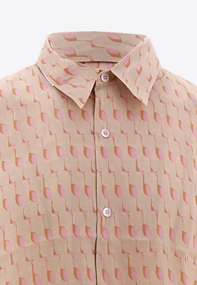 Dries Van Noten Clasen Printed Buttoned Shirt Pink CLASEN020708_8097_313