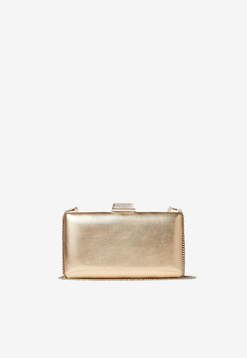 Jimmy Choo Small Clemmie Clutch in Metallic Nappa Leather CLEMMIE MNA GOLD