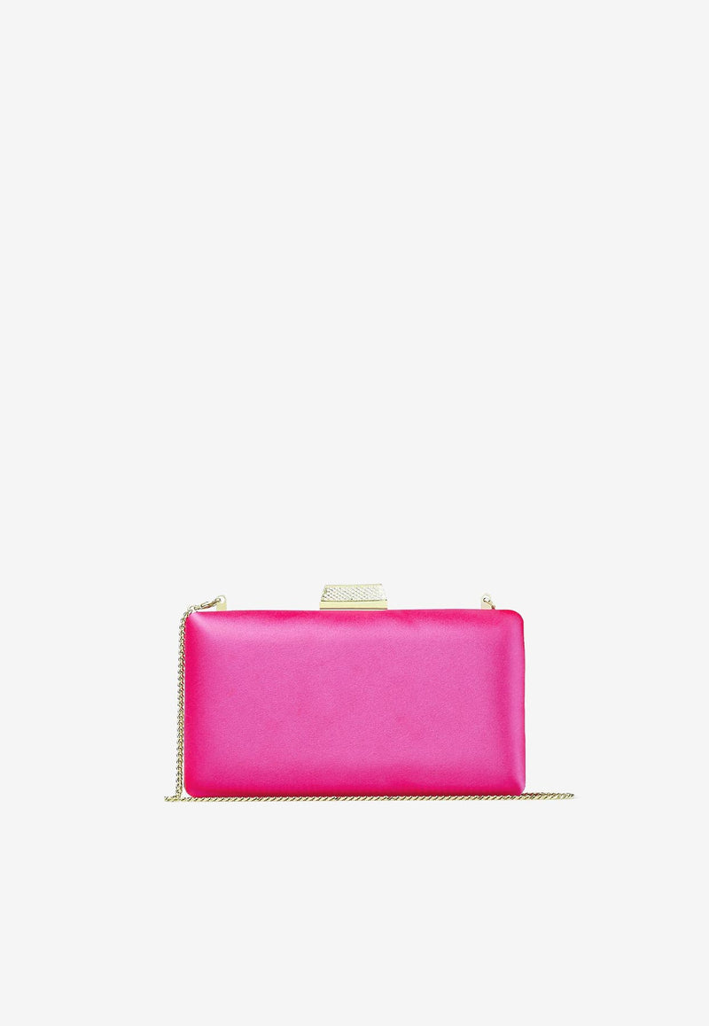 Jimmy Choo Small Clemmie Clutch in Satin CLEMMIE SAT FUCHSIA