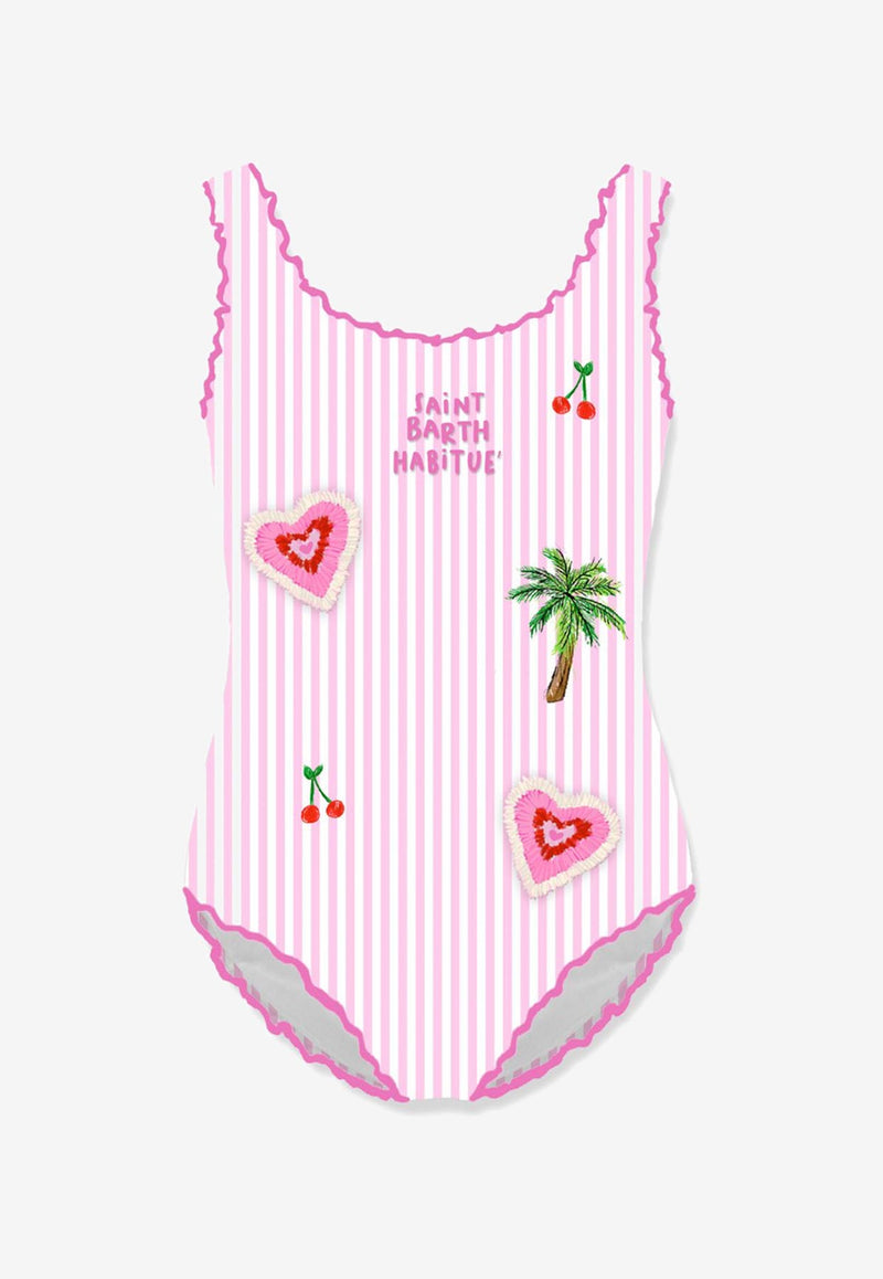 MC2 Saint Barth Kids Girls Clio Striped One-Piece Swimsuit Pink CLIO001_PINK