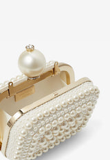 Jimmy Choo Micro Cloud Pearl Embellished Clutch CLOUD WUZ WHITE/WHITE