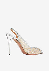 Aquazzura Crystal Lover 105 Slingback Sandals Silver CLRHIGS0-STLCCC SILVER