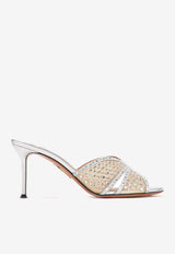Aquazzura Lover 75 Crystal-Embellished Mules CLRMIDM0-NPUCCC SILVER