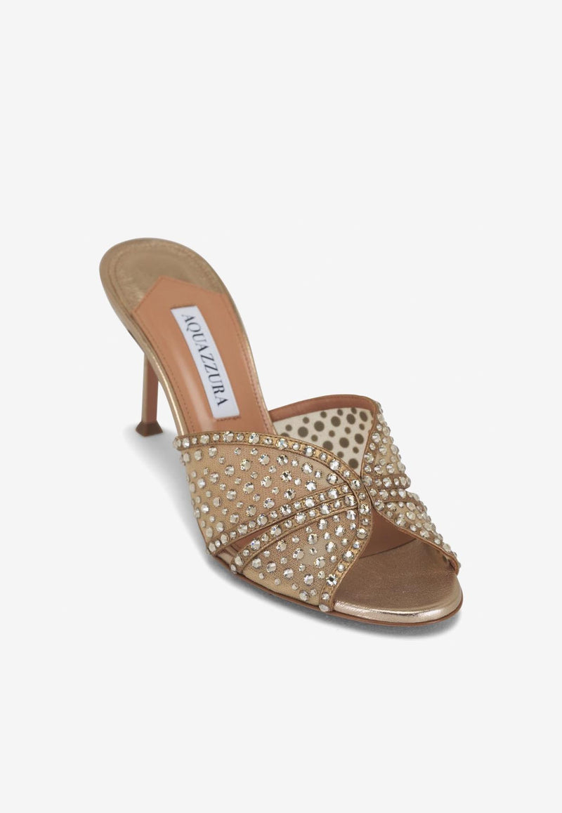 Aquazzura Lover 75 Crystal-Embellished Mules CLRMIDM0-NWSLCO LIGHT COPPER