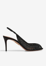 Aquazzura Lover 75 Slingback Sandals CLRMIDS0-STT000 BLACK