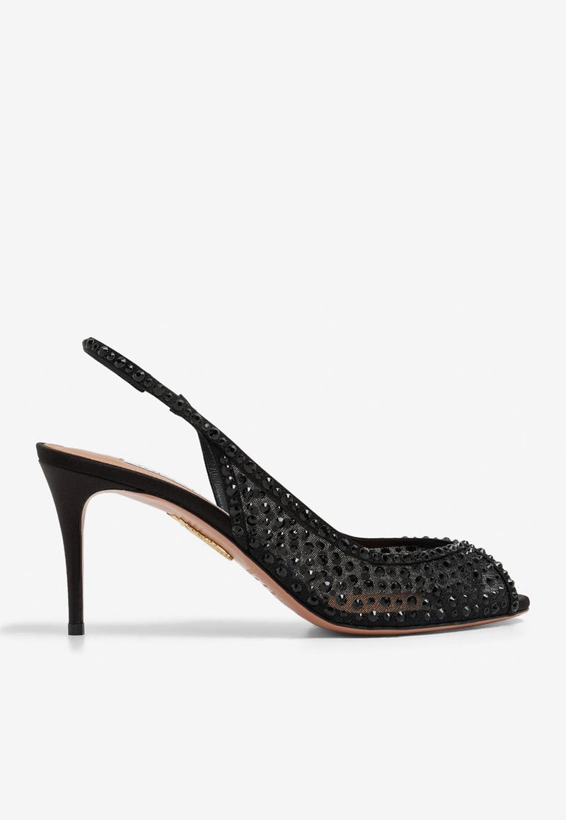 Aquazzura Lover 75 Slingback Sandals CLRMIDS0-STT000 BLACK