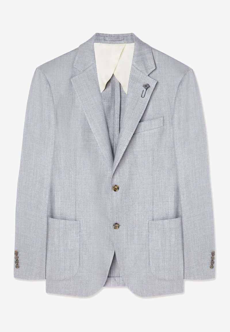 Lardini Wool and Cashmere Single-Breasted Blazer Gray CN528AE_GREY