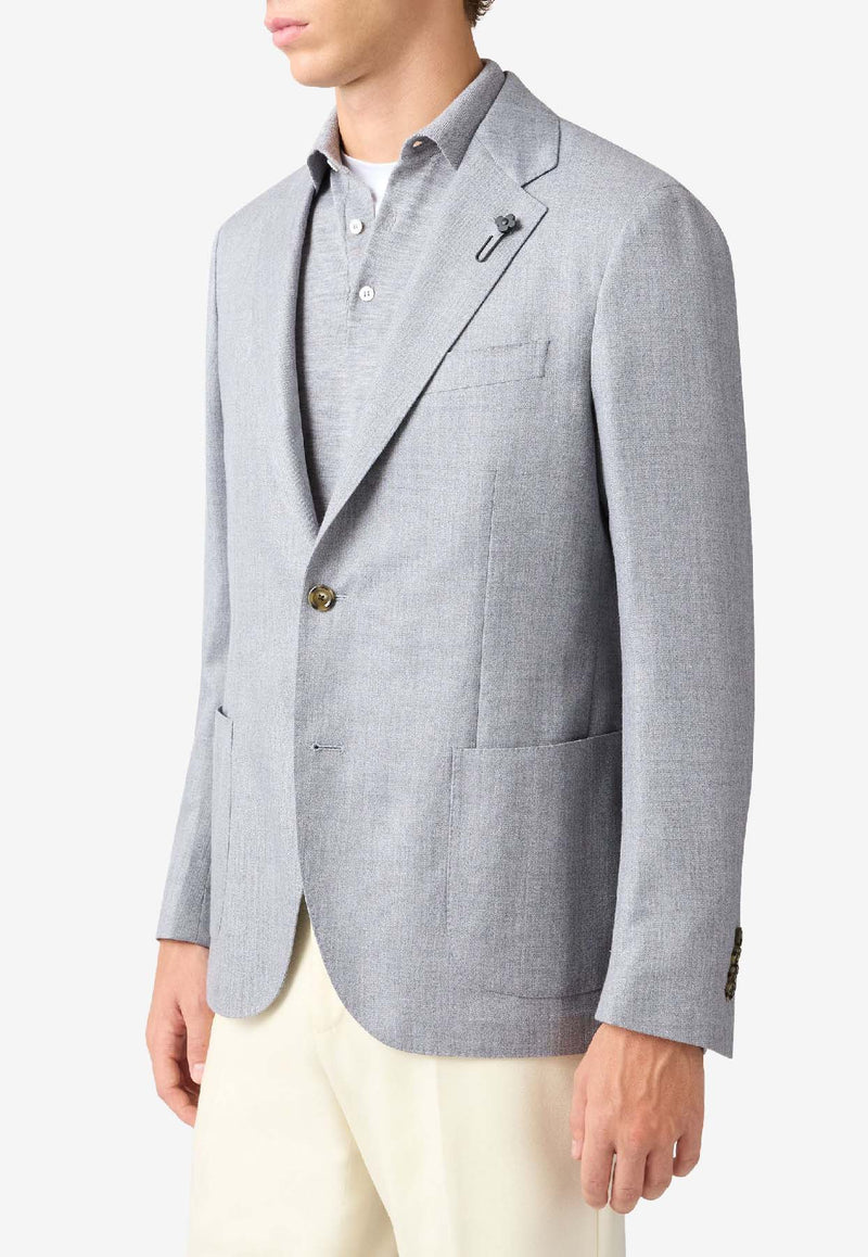 Lardini Wool and Cashmere Single-Breasted Blazer Gray CN528AE_GREY