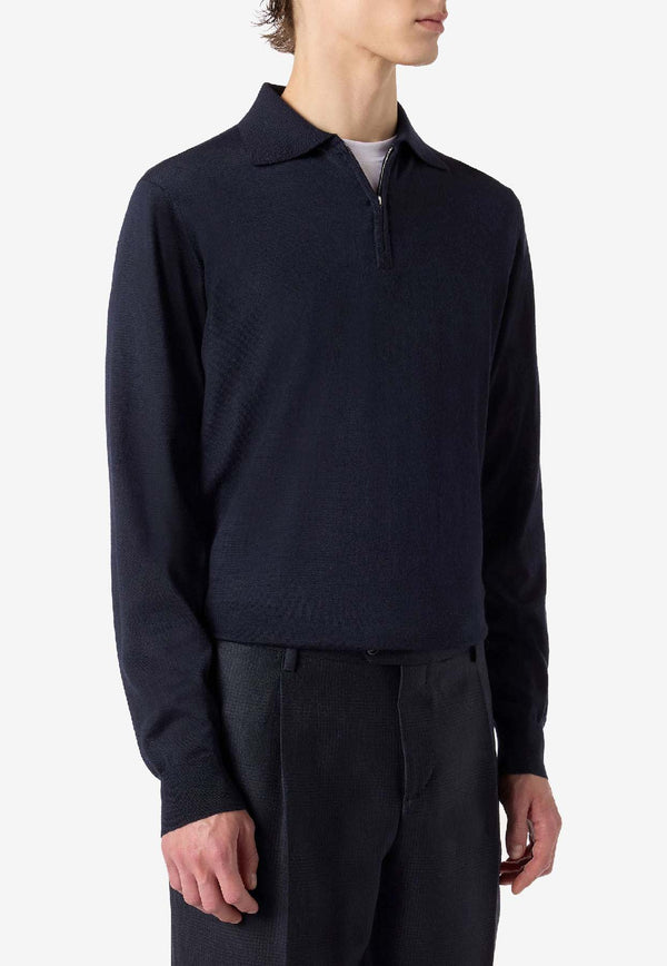 Lardini Half-Zip Polo T-shirt Navy CNLPML60_NAVY