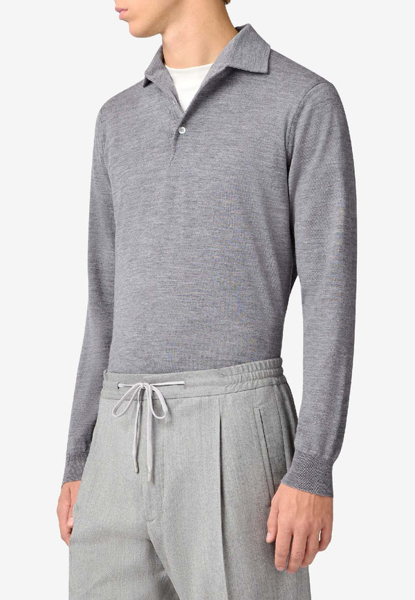 Lardini Long-Sleeved Wool Polo T-shirt Gray CNLPML61_GREY
