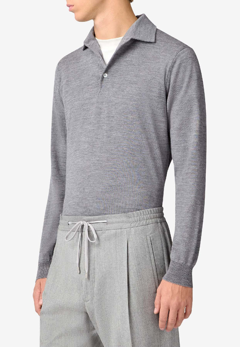 Lardini Long-Sleeved Wool Polo T-shirt Gray CNLPML61_GREY